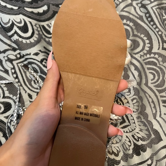 Silver rhinestone tie up Hercules string sandals - Picture 4 of 8